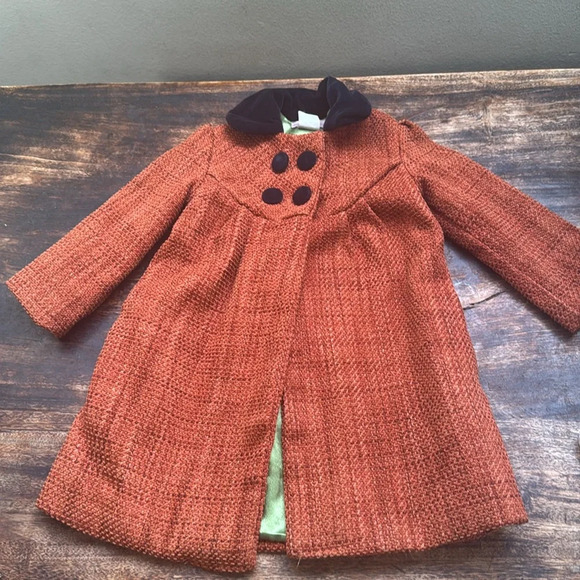 Handmade Charlotte for Anthropologie Kids Rust Orange Jacket with Peacock Design - Picture 10 of 16